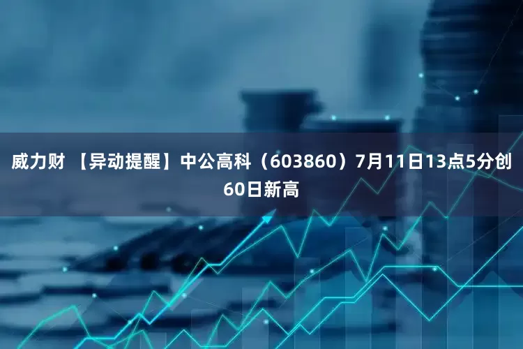 威力财 【异动提醒】中公高科（603860）7月11日13点5分创60日新高